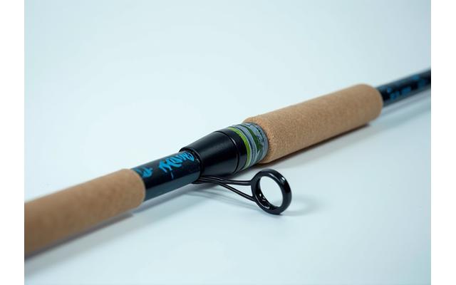 Close-up of an ergonomic fishing rod grip designed for comfortable handling.
